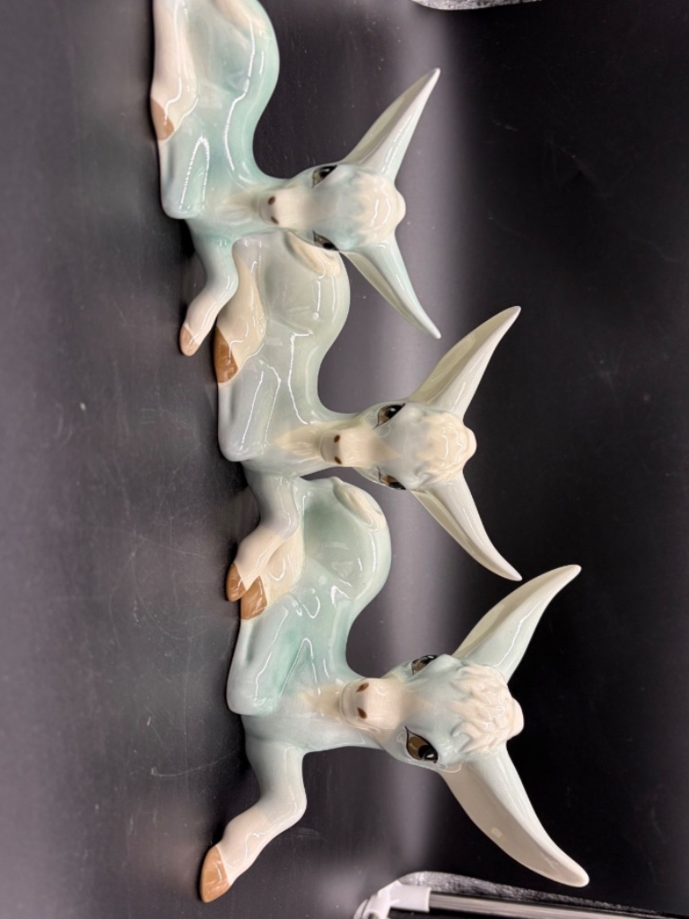Vintage Szeiler Studio Donkey Figurines Set of 3 Aqua Blue England Ceramic